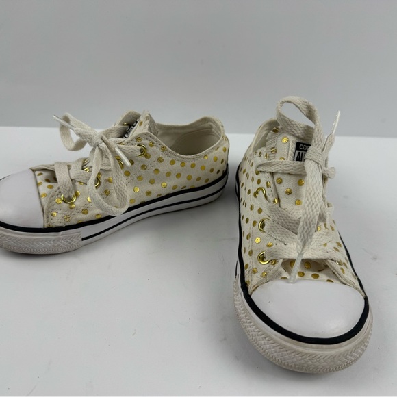 Converse Other - Converse Chuck Taylor Kids White Sneakers with Gold Dots size 9